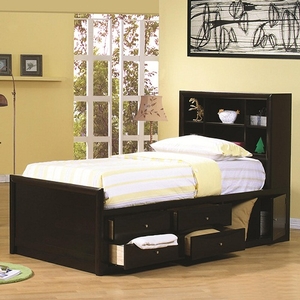 Item # A0003CPT - Finish: Cappuccino<br>Available in Full size bed<br>Dimensions: 41L x 88.5D x 50H